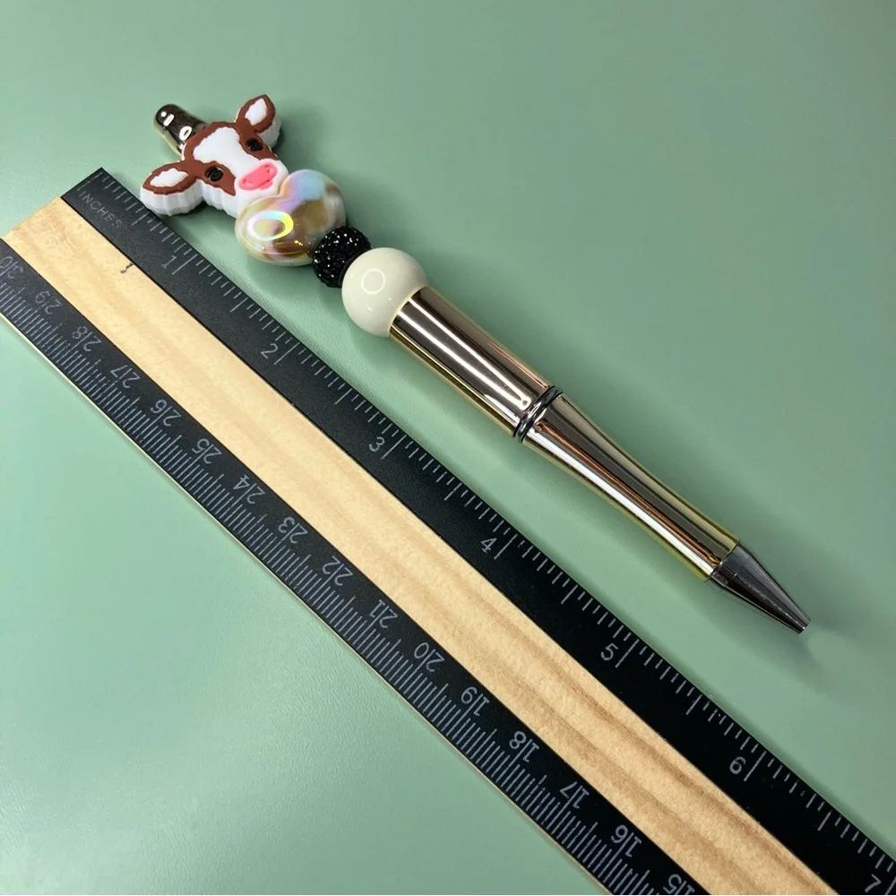 Cute Cow Handmade Beaded Pen with Heart Design - Picture 6 of 6